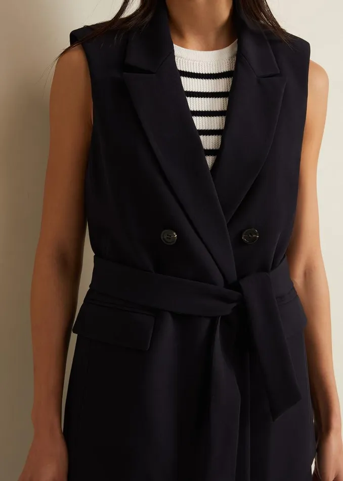 Phase Eight Jackets Jade Sleeveless Tailored Waistcoat Navy 8211 Women
