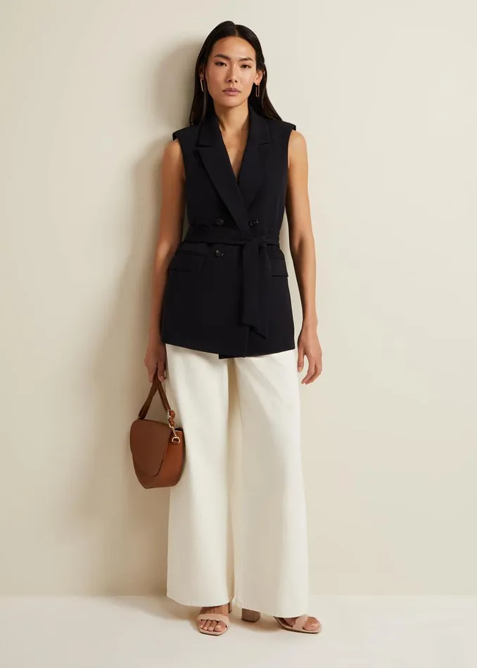 Phase Eight Jackets Jade Sleeveless Tailored Waistcoat Navy 8211 Women