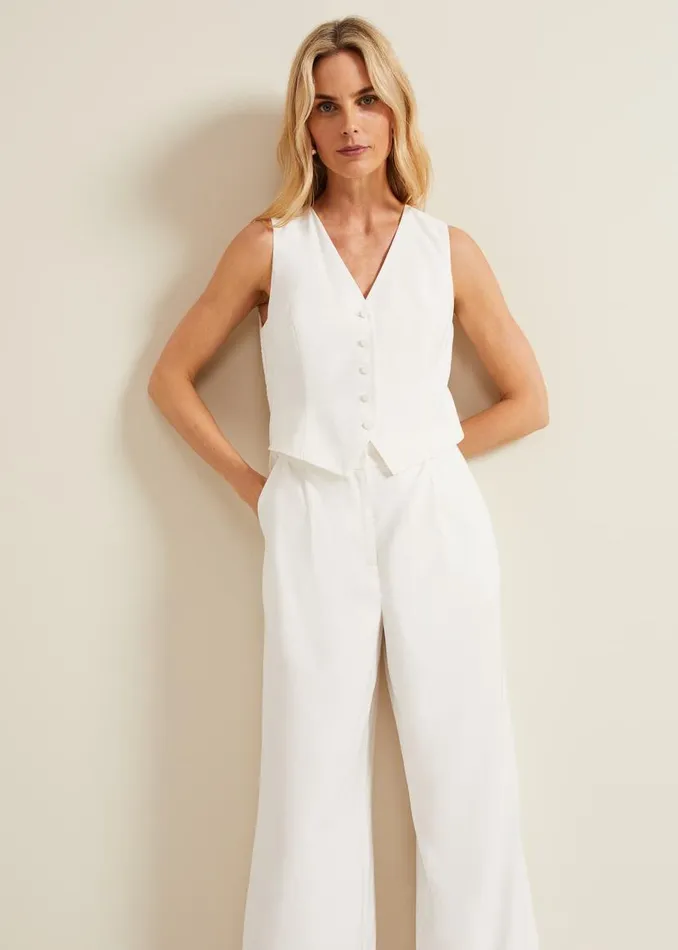 Phase Eight Jumpsuits Tia Waistcoat Jumpsuit Ivory 8211 Women