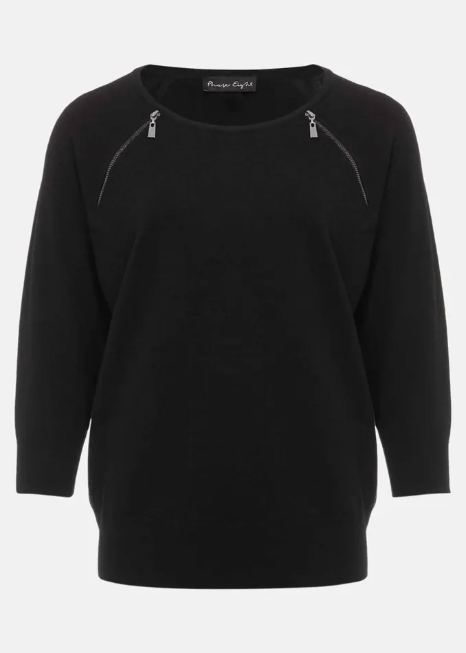 Phase Eight Knitwear Lolan Zip Trim Knit Jumper Black 8211 Women
