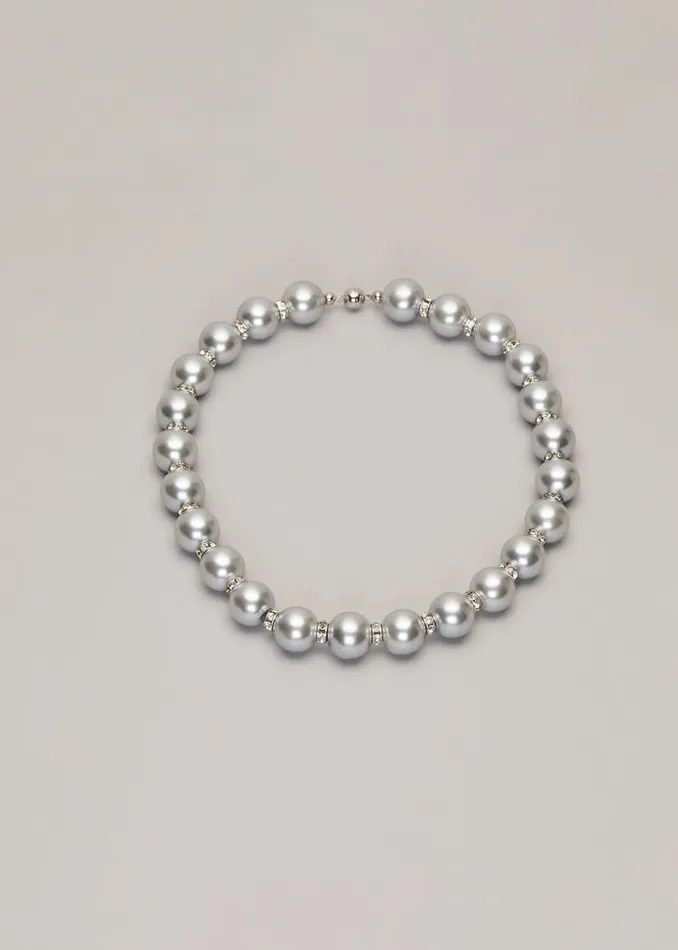 Phase Eight Knitwear Martha Pearl Necklace Silverblue 8211 Women