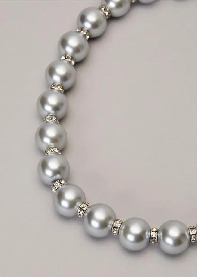 Phase Eight Knitwear Martha Pearl Necklace Silverblue 8211 Women