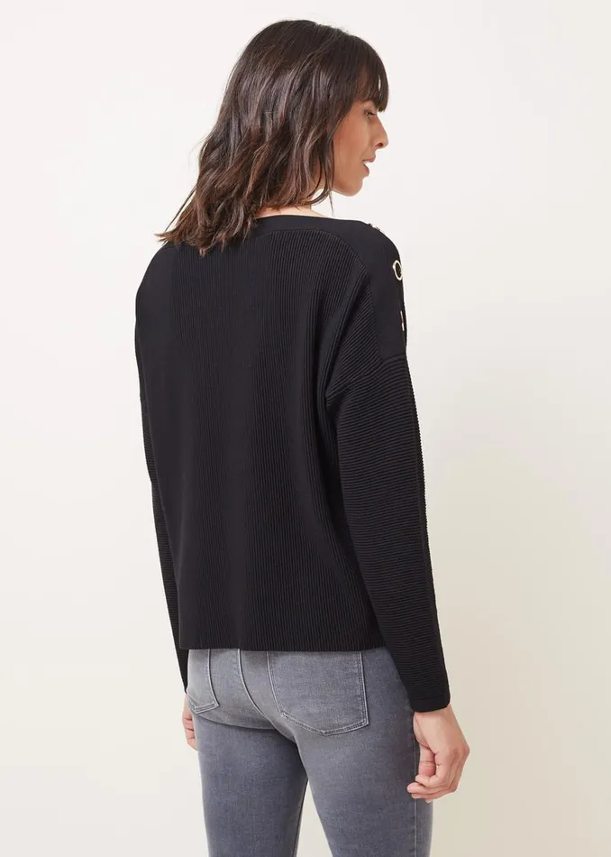 Phase Eight Knitwear Mimi Textured Eyelet Detail Fine Knit Jumper Black 8211 Women