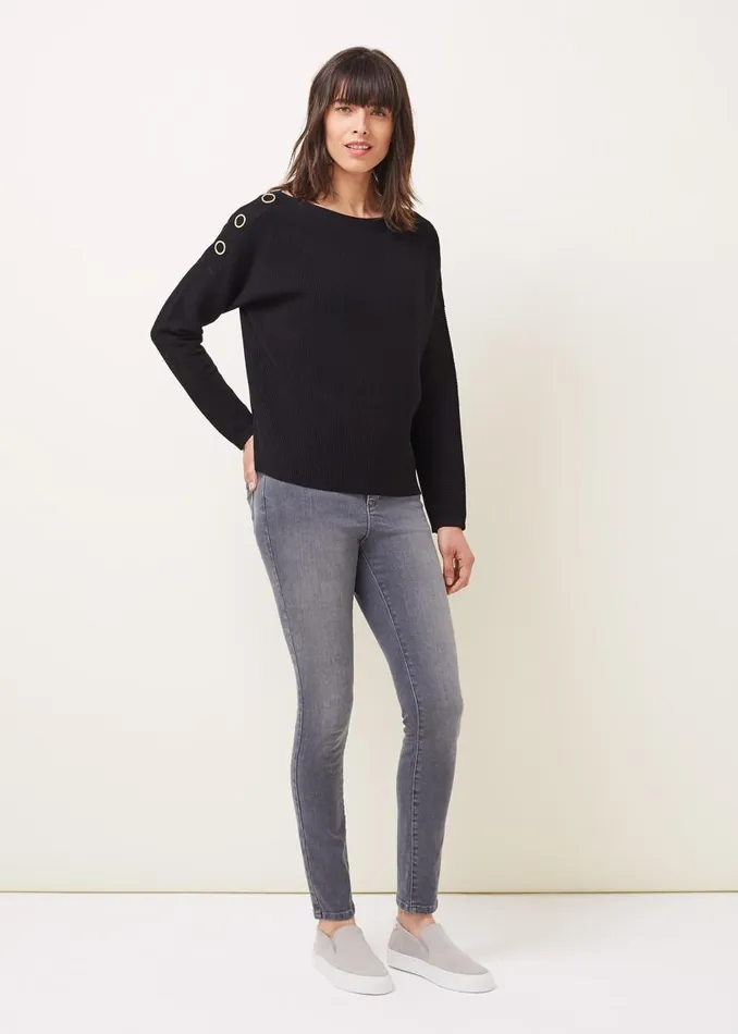 Phase Eight Knitwear Mimi Textured Eyelet Detail Fine Knit Jumper Black 8211 Women