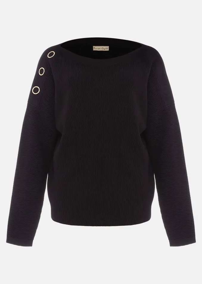 Phase Eight Knitwear Mimi Textured Eyelet Detail Fine Knit Jumper Black 8211 Women