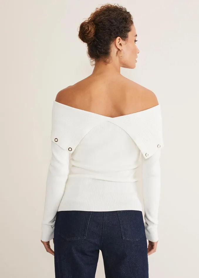 Phase Eight Knitwear Mirelle Bardot Embellished Knit Ivory 8211 Women