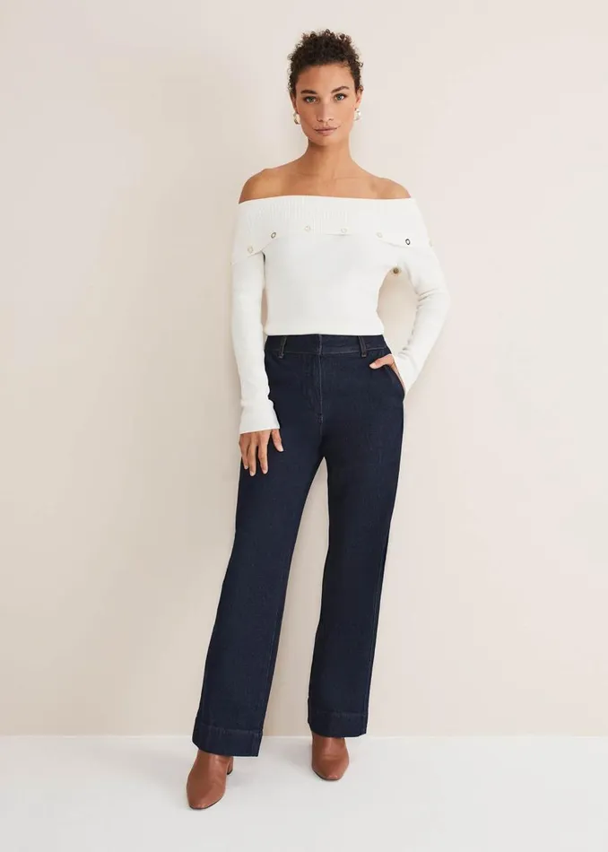 Phase Eight Knitwear Mirelle Bardot Embellished Knit Ivory 8211 Women