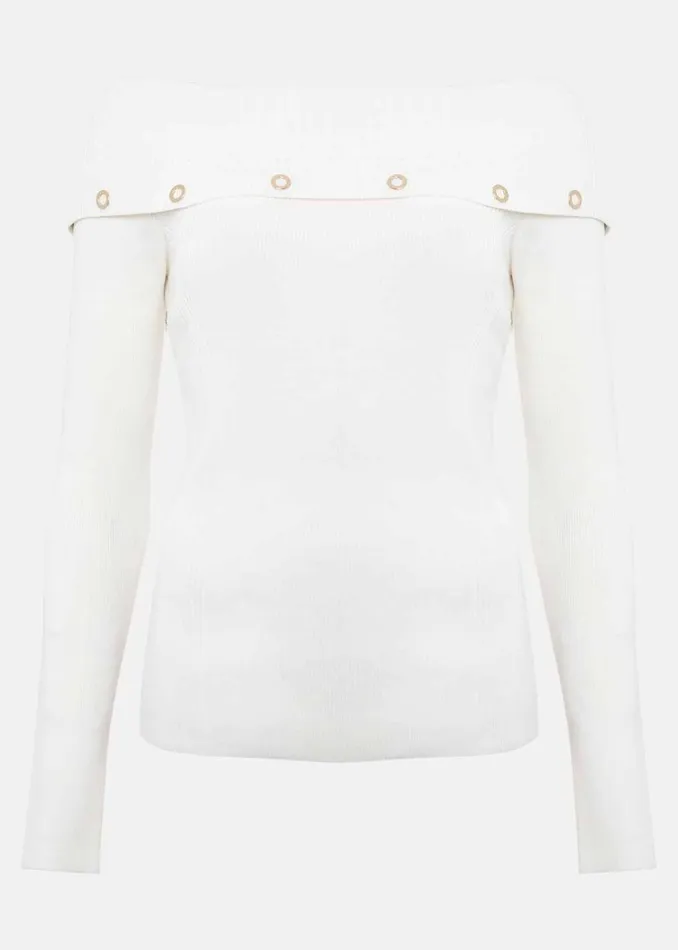 Phase Eight Knitwear Mirelle Bardot Embellished Knit Ivory 8211 Women