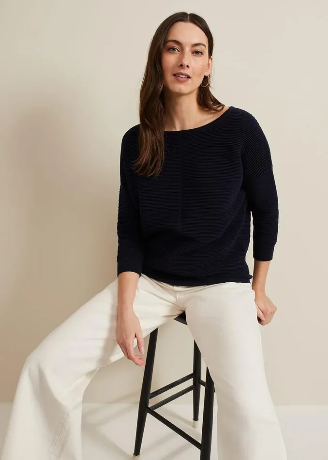 Phase Eight Knitwear Nellie Ripple Jumper Navy 8211 Women