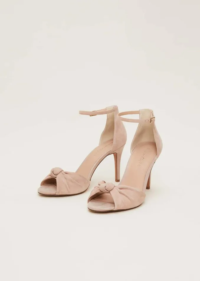 Phase Eight Occasion Shoes Nude Suede Open Toe Heels Latte 8211 Women