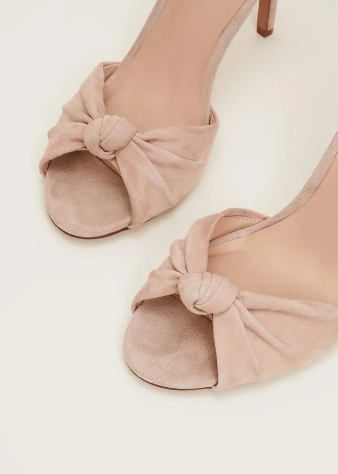 Phase Eight Occasion Shoes Nude Suede Open Toe Heels Latte 8211 Women