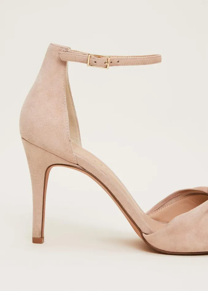 Phase Eight Occasion Shoes Nude Suede Open Toe Heels Latte 8211 Women