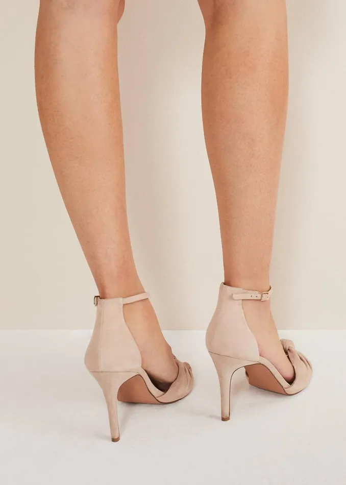 Phase Eight Occasion Shoes Nude Suede Open Toe Heels Latte 8211 Women