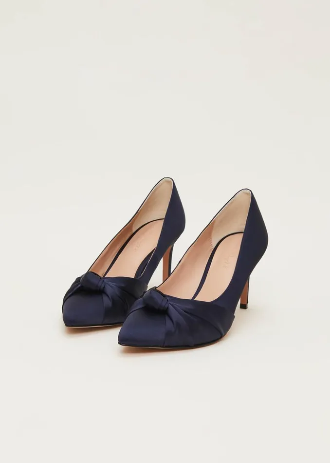 Phase Eight Occasion Shoes Satin Knot Front Court Shoe Navy 8211 Women