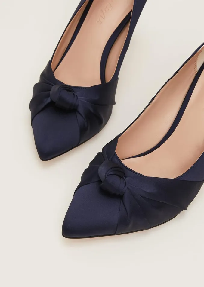 Phase Eight Occasion Shoes Satin Knot Front Court Shoe Navy 8211 Women