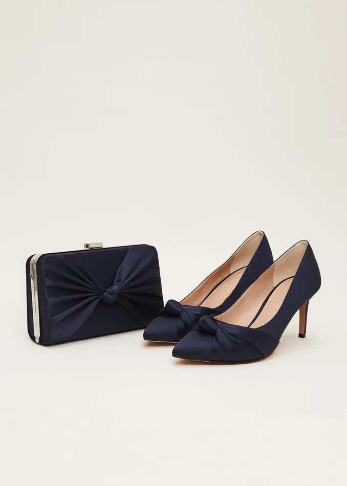 Phase Eight Occasion Shoes Satin Knot Front Court Shoe Navy 8211 Women