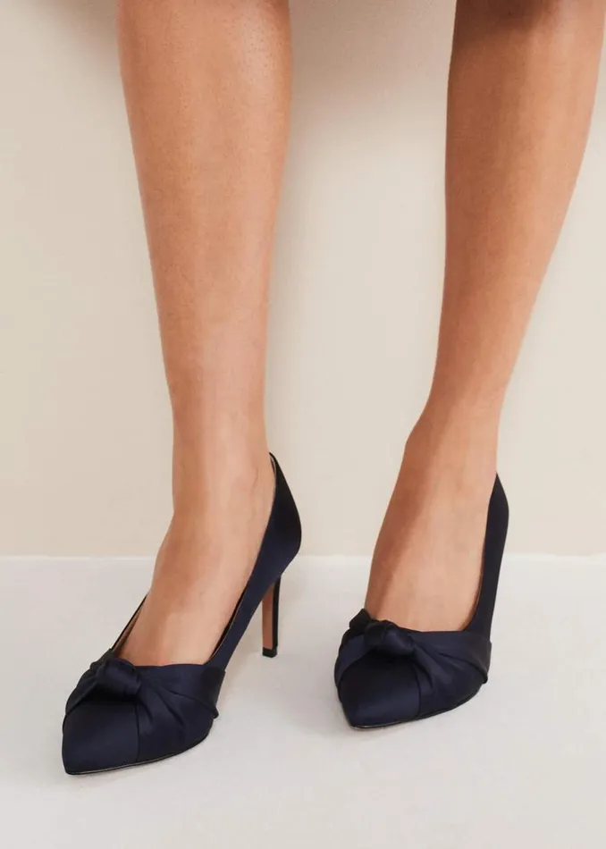Phase Eight Occasion Shoes Satin Knot Front Court Shoe Navy 8211 Women