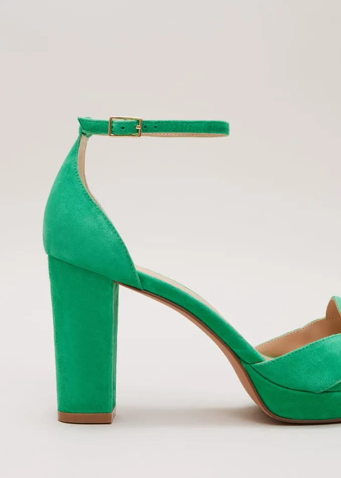 Phase Eight Occasion Shoes Suede Crossover Platform Sandal Green 8211 Women