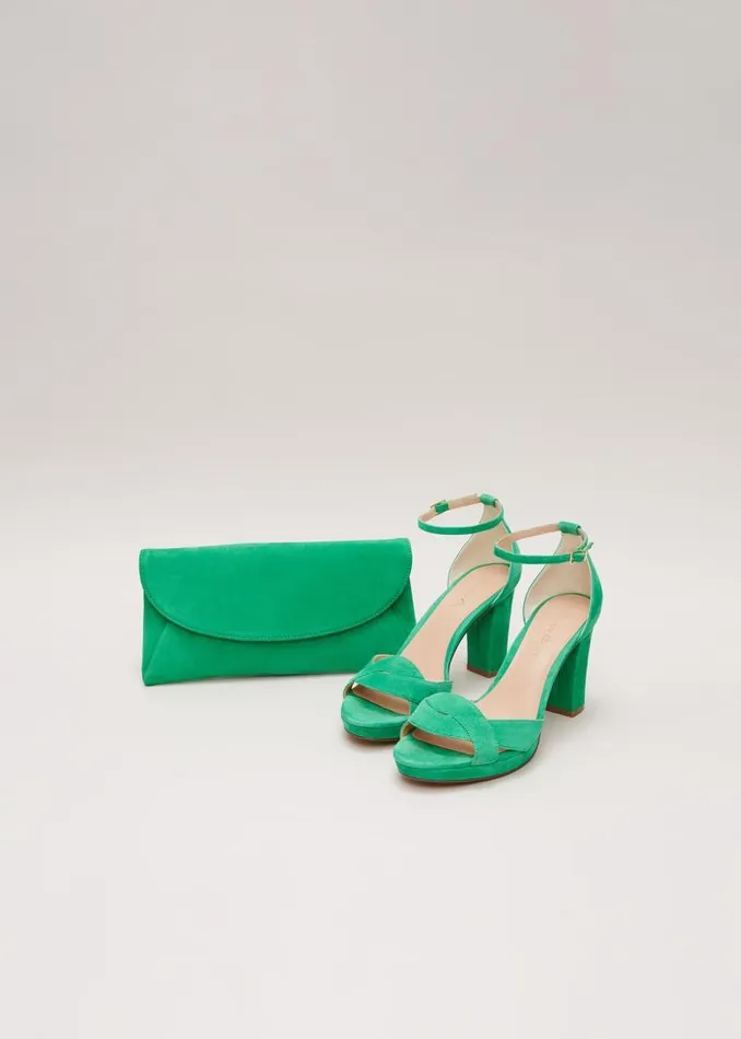 Phase Eight Occasion Shoes Suede Crossover Platform Sandal Green 8211 Women