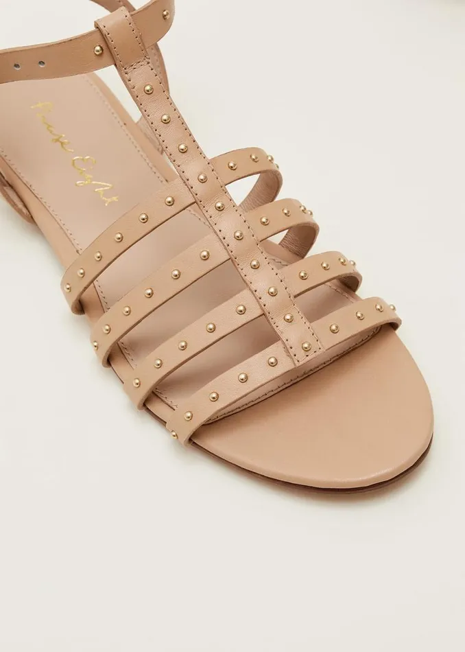 Phase Eight Sandals Gladiator Leather Flat Sandals Tan 8211 Women