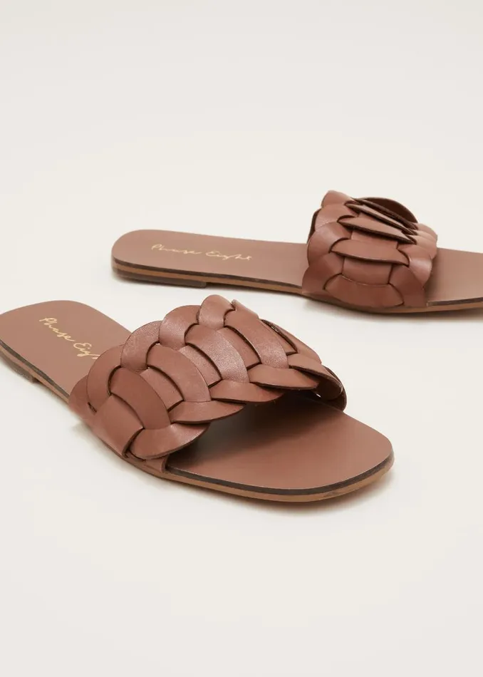 Phase Eight Sandals Woven Flat Sandal Tan 8211 Women