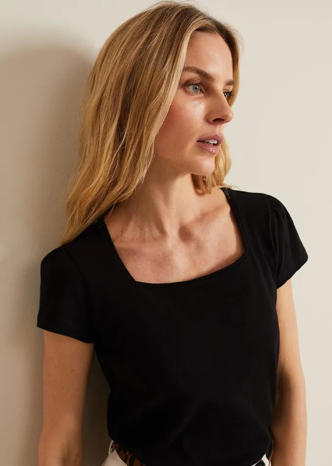 Phase Eight Tops and TShirts Bella Square Neck Top Black 8211 Women