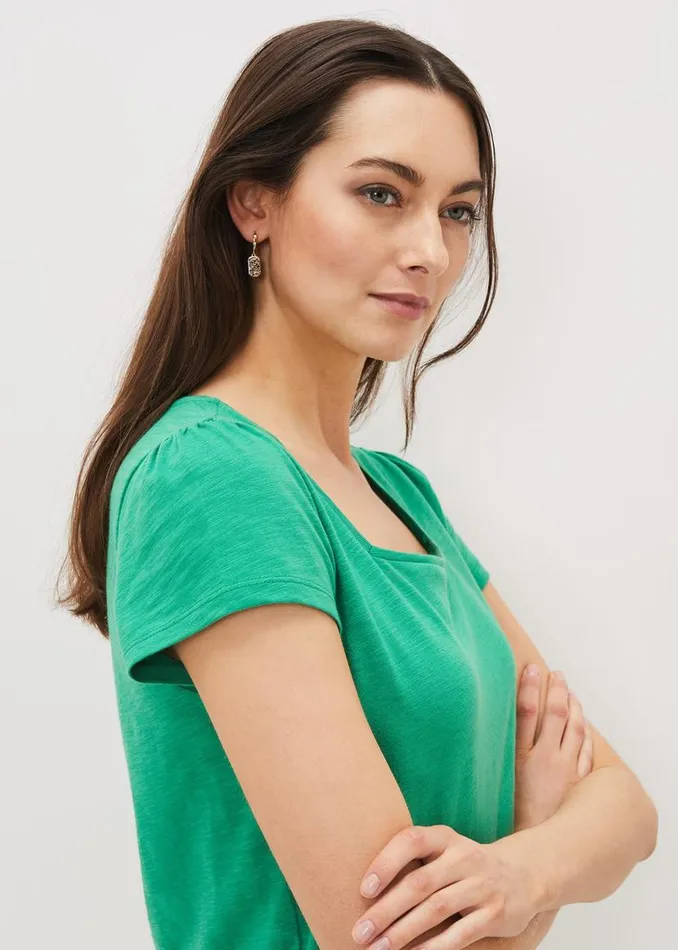 Phase Eight Tops and TShirts Elspeth Cotton Square Neck Top Apple Green 8211 Women