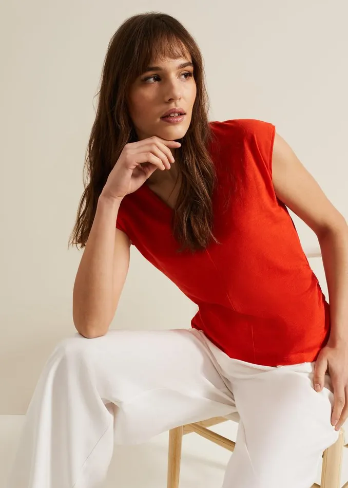 Phase Eight Tops and TShirts Jenny V Neck Ruched Top Red 8211 Women