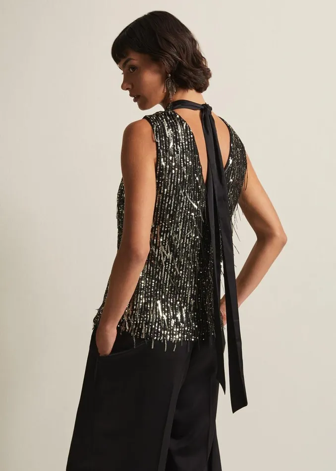Phase Eight Tops and TShirts Kerrie Tassel Sequin Top Black 8211 Women