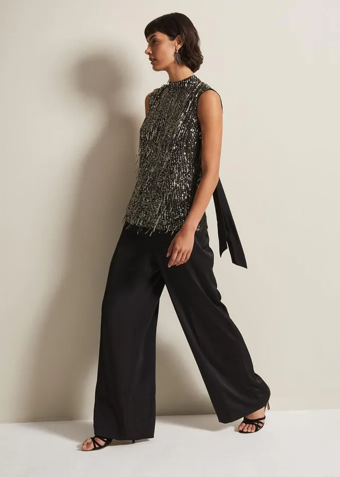 Phase Eight Tops and TShirts Kerrie Tassel Sequin Top Black 8211 Women