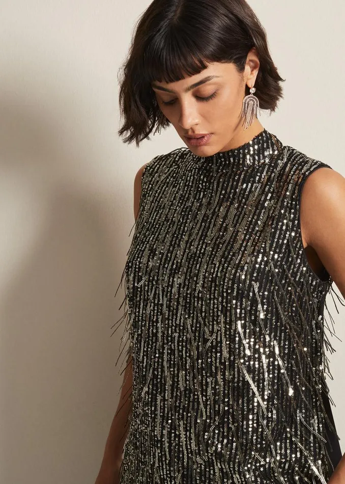 Phase Eight Tops and TShirts Kerrie Tassel Sequin Top Black 8211 Women