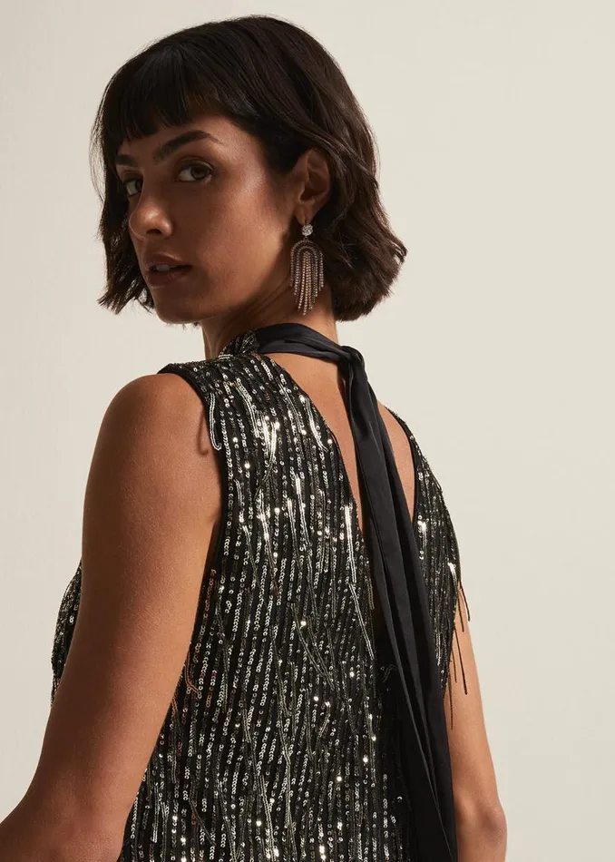 Phase Eight Tops and TShirts Kerrie Tassel Sequin Top Black 8211 Women