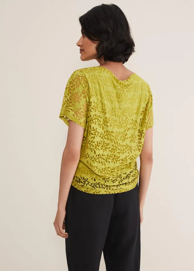 Phase Eight Tops and TShirts Kirstin Leaf Burnout Top Olive 8211 Women