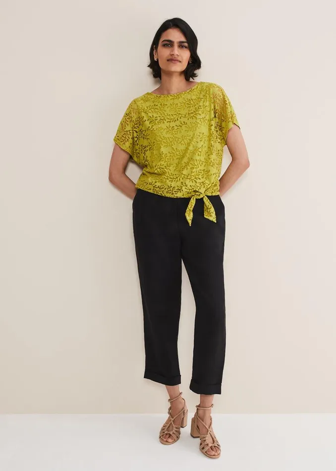 Phase Eight Tops and TShirts Kirstin Leaf Burnout Top Olive 8211 Women