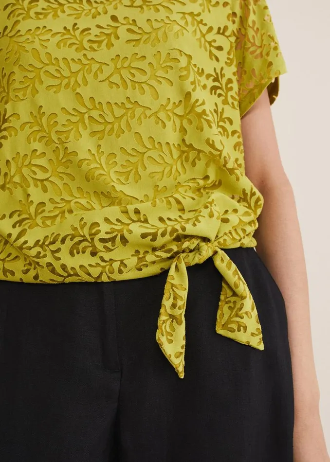Phase Eight Tops and TShirts Kirstin Leaf Burnout Top Olive 8211 Women