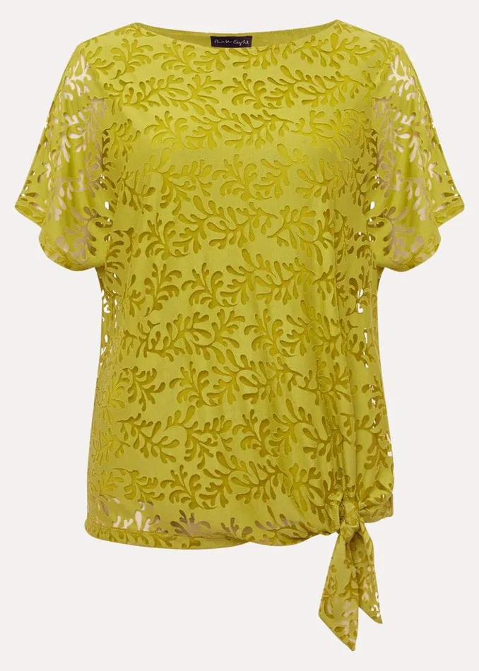 Phase Eight Tops and TShirts Kirstin Leaf Burnout Top Olive 8211 Women