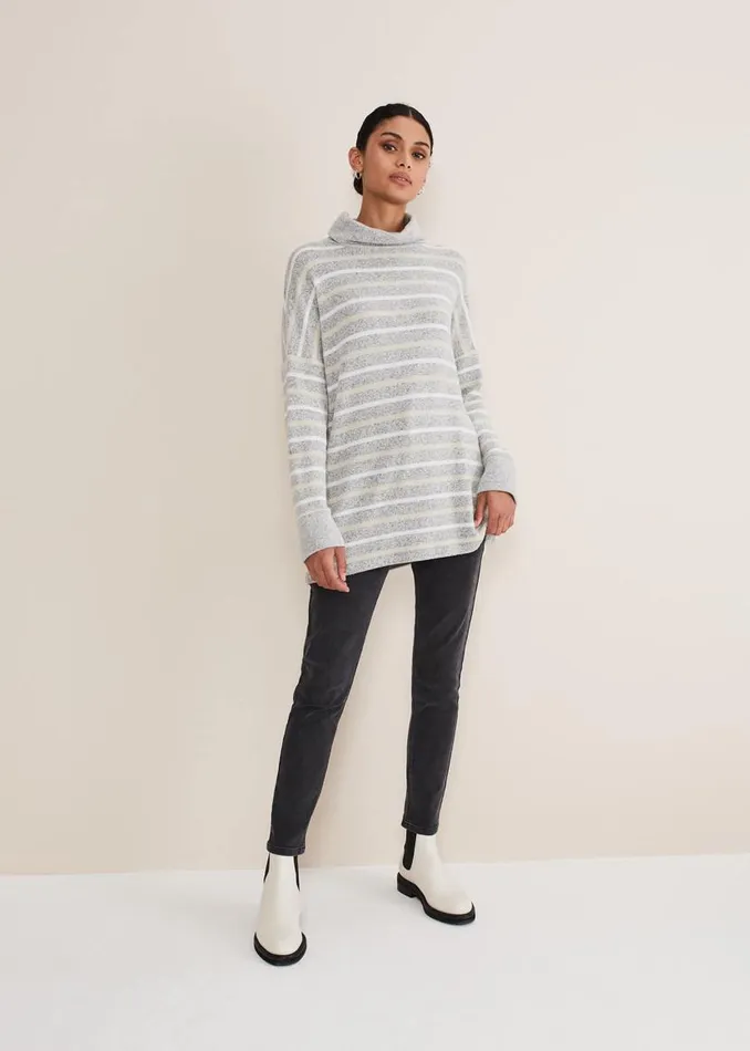Phase Eight Tops and TShirts Leya Stripe Snuggle Top Grey Multi 8211 Women