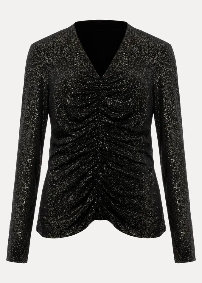 Phase Eight Tops and TShirts Marta Ruched Front VNeck Top Blackgold 8211 Women