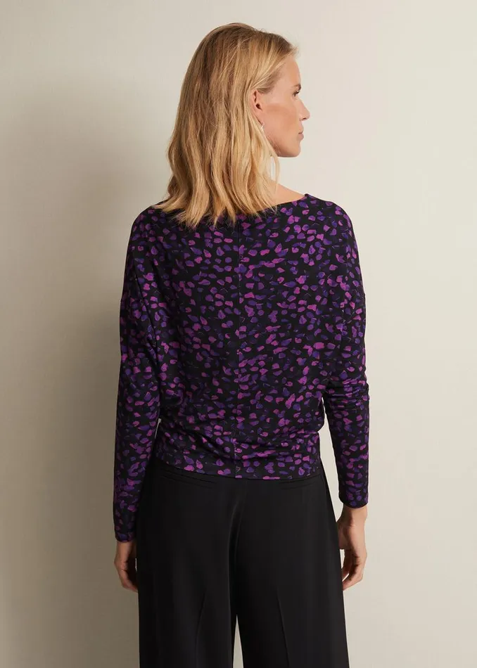 Phase Eight Tops and TShirts Ronie Abstract Pleated Top Purple 8211 Women