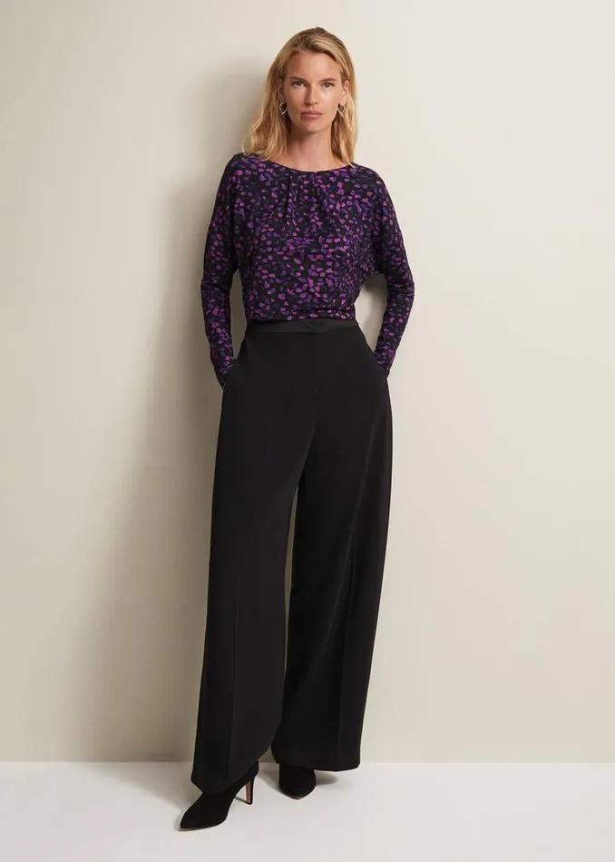 Phase Eight Tops and TShirts Ronie Abstract Pleated Top Purple 8211 Women