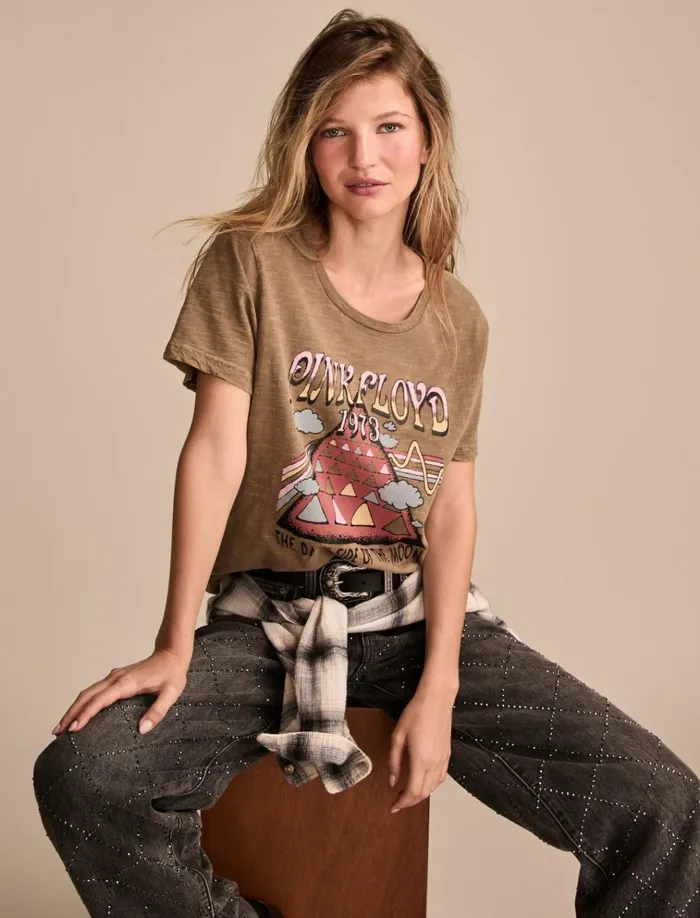 Pink Floyd Dark Side Of The Moon Classic Crew Cub Women Lucky Brand Graphic Tees
