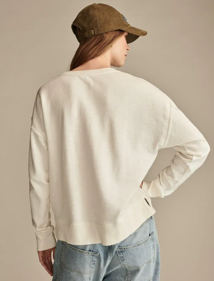 Pintuck Henley Sweatshirt Gardenia Women Lucky Brand Activewear