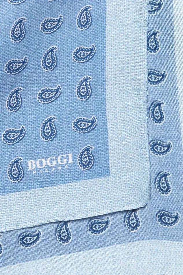 Pocket Squares Men Boggi Milano Paisley Print Silk Pocket Square Light Blu Pocket Squares Men Boggi Milano Paisley Print Silk Pocket Square Light Blu