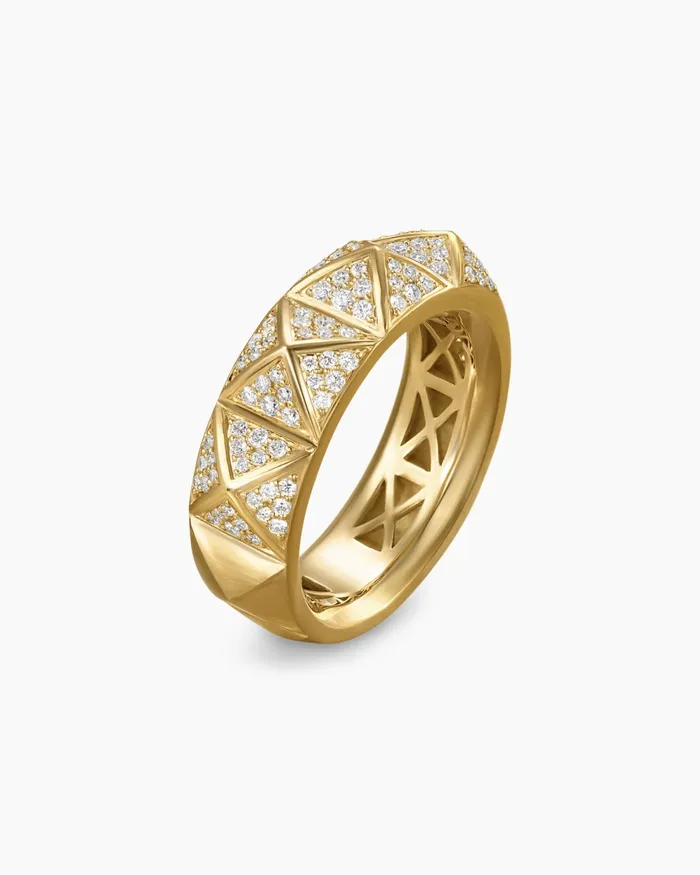 Pyramid Band Ring In 18K Yellow Gold With Diamonds 65mm Women David Yurman Band