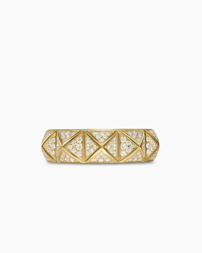 Pyramid Band Ring In 18K Yellow Gold With Diamonds 65mm Women David Yurman Band