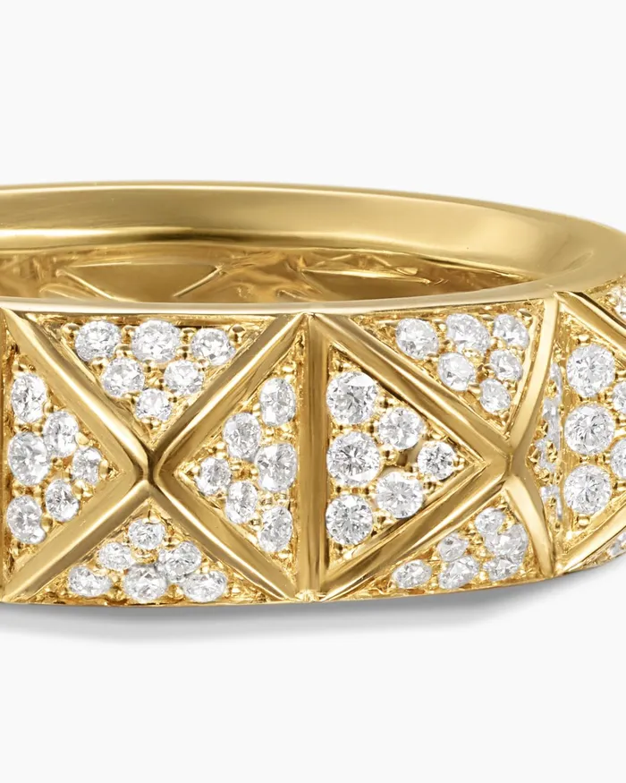 Pyramid Band Ring In 18K Yellow Gold With Diamonds 65mm Women David Yurman Band