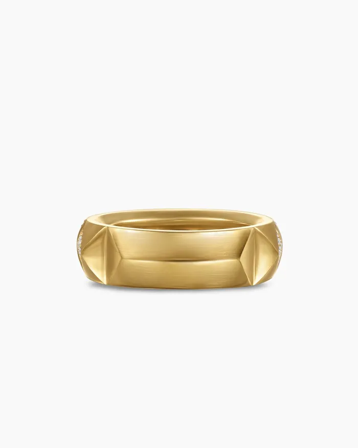 Pyramid Band Ring In 18K Yellow Gold With Diamonds 65mm Women David Yurman Band