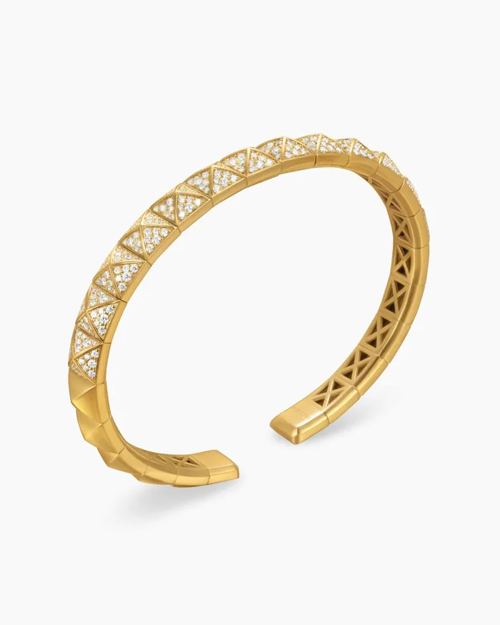 Pyramid Bangle Bracelet In 18K Yellow Gold With Diamonds 65mm Women David Yurman Bangle Pyramid Bangle Bracelet In 18K Yellow Gold With Diamonds 65mm Women David Yurman Bangle