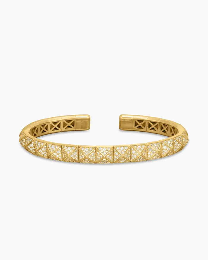 Pyramid Bangle Bracelet In 18K Yellow Gold With Diamonds 65mm Women David Yurman Bangle Pyramid Bangle Bracelet In 18K Yellow Gold With Diamonds 65mm Women David Yurman Bangle