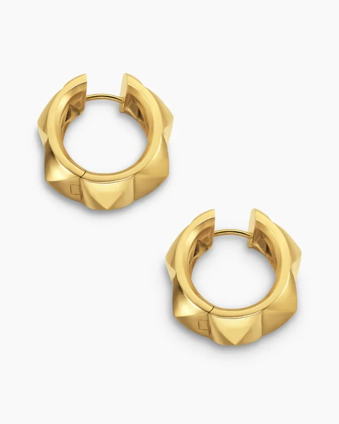 Pyramid Hoop Earrings In 18K Yellow Gold 239mm Women David Yurman Hoop Pyramid Hoop Earrings In 18K Yellow Gold 239mm Women David Yurman Hoop
